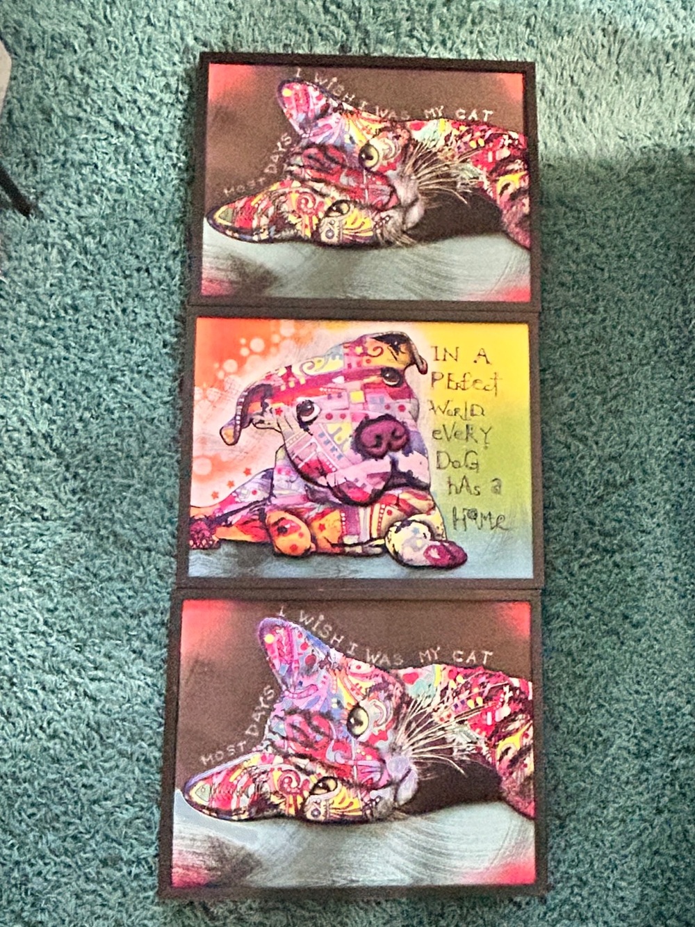 Set Of 3 Dean Russo/ilove Framed 3-D Abstract Wall Art